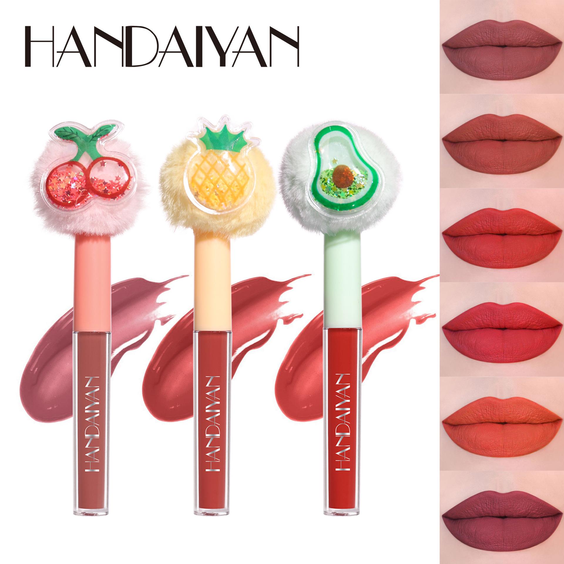 Handaiyan Han Daiyan No Stain on Cup Lip Lacquer Velvet Matte Matte Long-Lasting Lipstick Fruit Plush Head Lip Gloss
