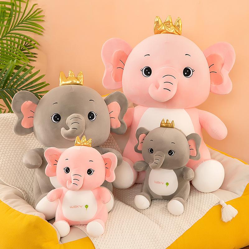 new crown baby elephant doll cute sitting angel elephant throw pillow children's ragdoll plush toy doll