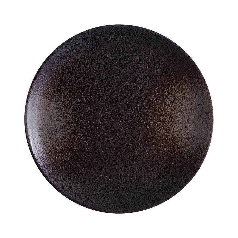 japanese retro ceramic shallow plate creative black restaurant personality glaze dish bone dish household tableware flat plate Item Picture