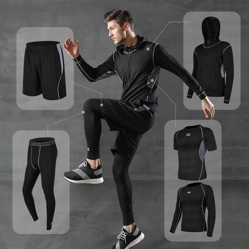 running sports suit men's casual men's fitness yoga wear shorts tights short sleeve training sportswear