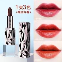the temptation of an angel black diamond rich three-color lipstick matte tomato red does not fade white a 3-color lipstick