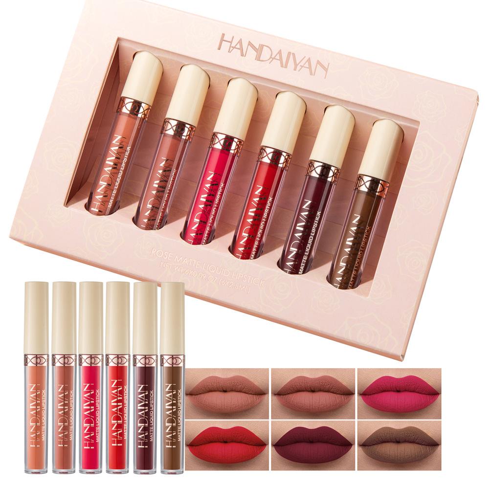 export only handaiyan 6 non-stick cups matte rose lip gloss liquid lipstick set wholesale