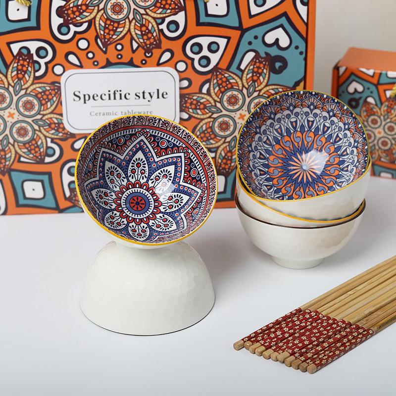 bohemian tableware suit gift bowl opening gifts wedding favors company activity gift porcelain bowl gift Application Scenario