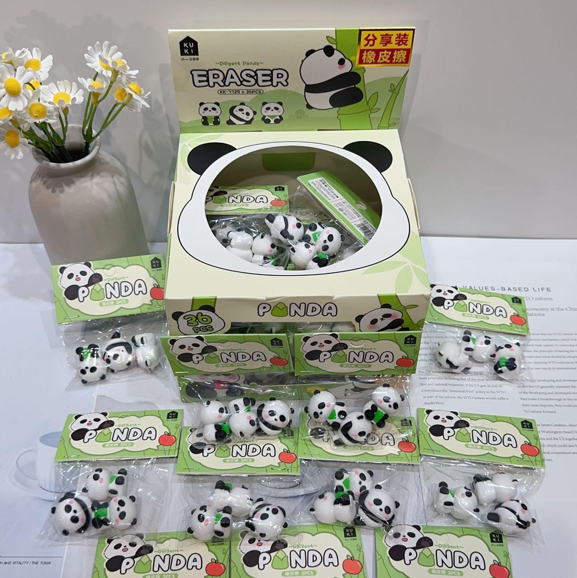 cute scenic spot panda eraser suit 3d non-assembled three-dimensional lesser panda eraser 3 pack clean