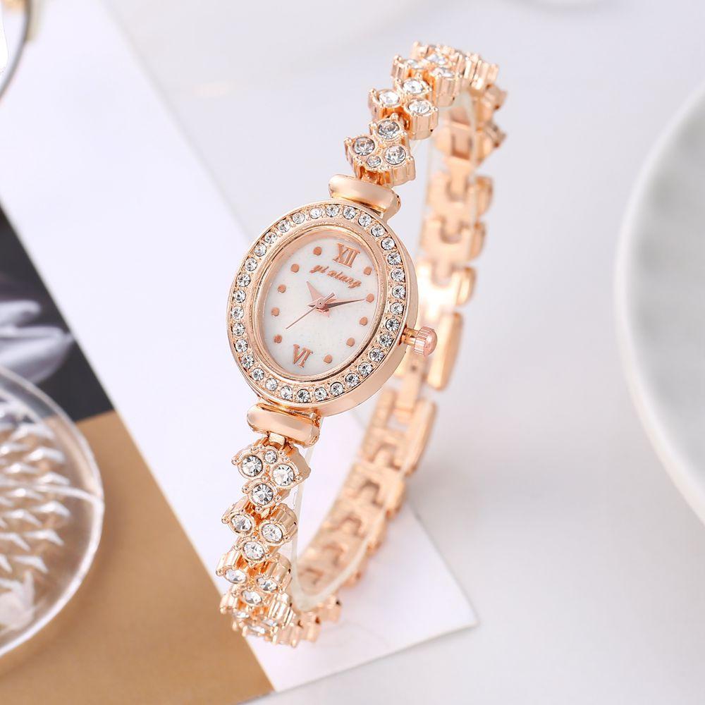 Foreign Trade New Ladies Watch Female Student Fashion Temperament Confidante Watches Bracelet Oval Diamond Quartz Watch