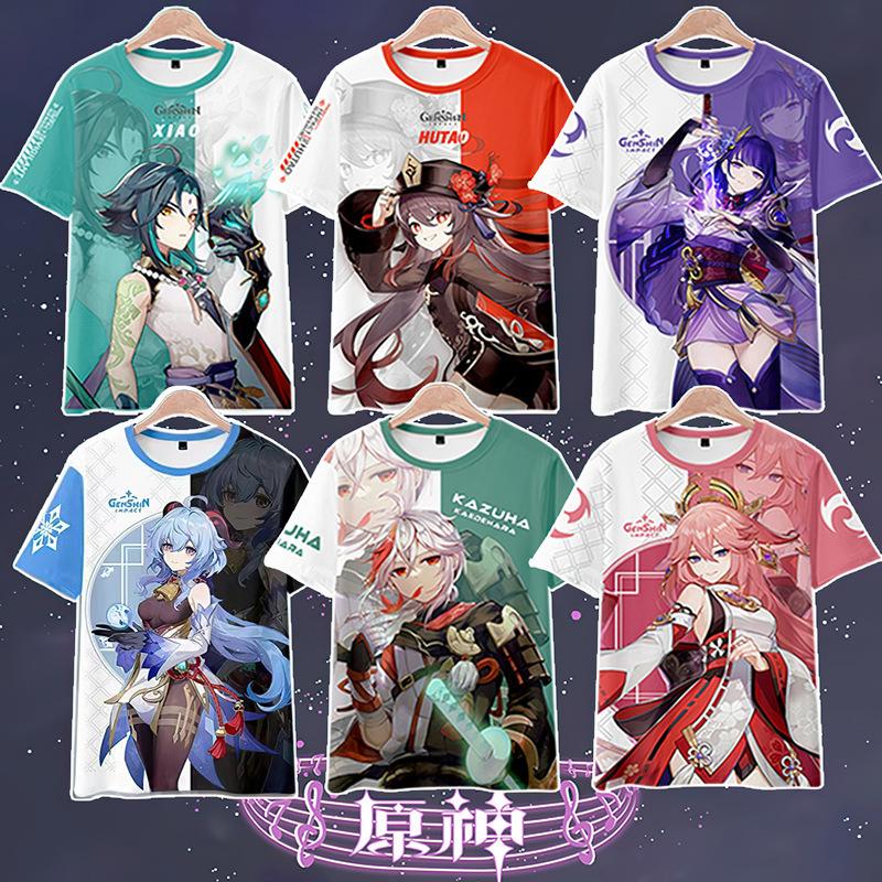 original god anime short-sleeved t-shirt peripheral keli carved sunny sweet rain walnut wanye men's and women's two-dimensional cos pain clothes