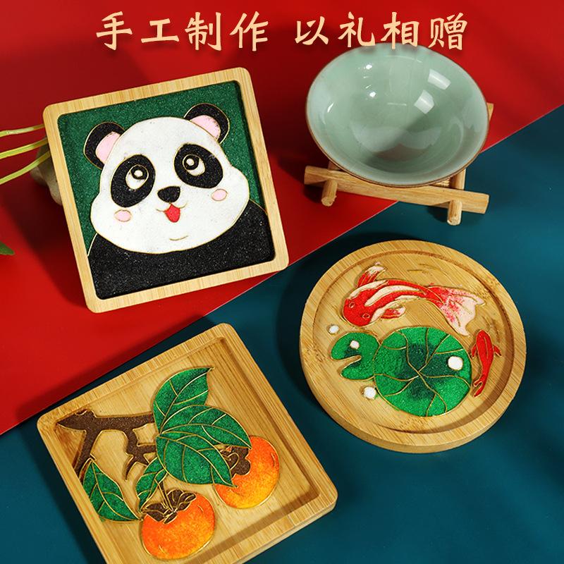 cloisonne enamel coaster new year's day handmade activity diy complete material package cloisonne non-heritage crafts small gift