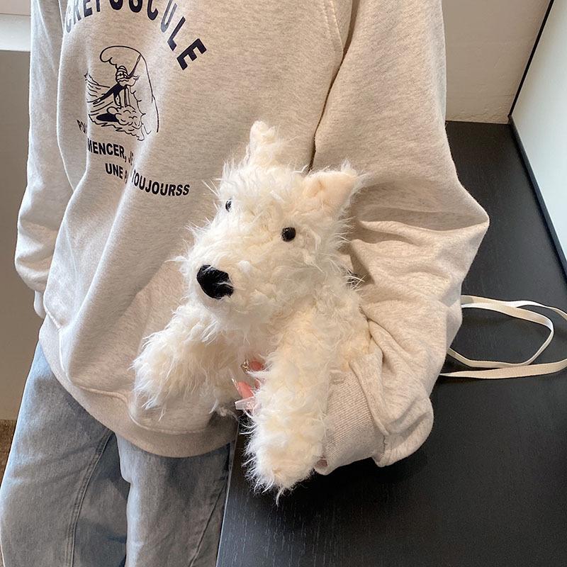 2024 new plush doll sausage dog west highland puppy doll messenger bag shoulder bag cute doll bag