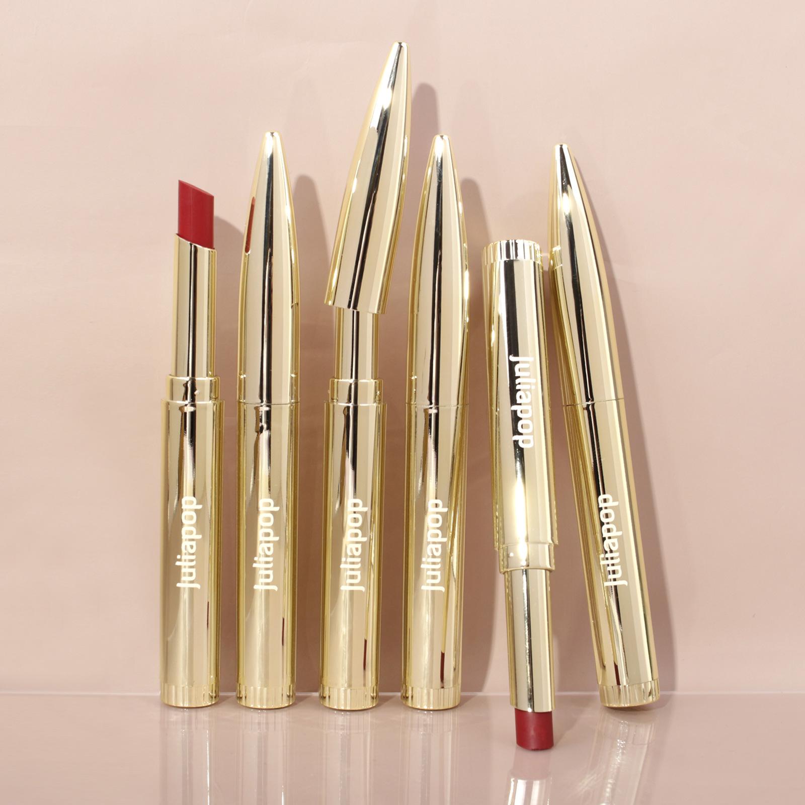 cross-border amazon hot non-fading long lasting waterproof matte velvet matte lipstick lip balm gold cigarette tube lipstick