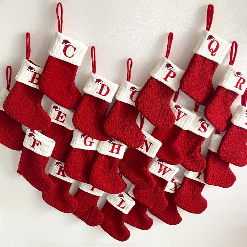 children's day supplies decoration knitted socks woolen yarn socks embroidered children's candy gift bag letters christmas stockings gift bag