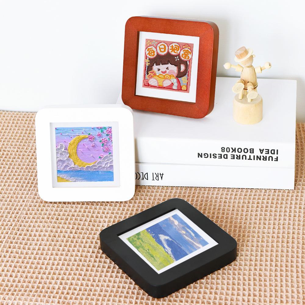 creative rounded photo frame solid wood table photo frame square 4-inch 7-inch picture frame li mini photo frame retro photo frame