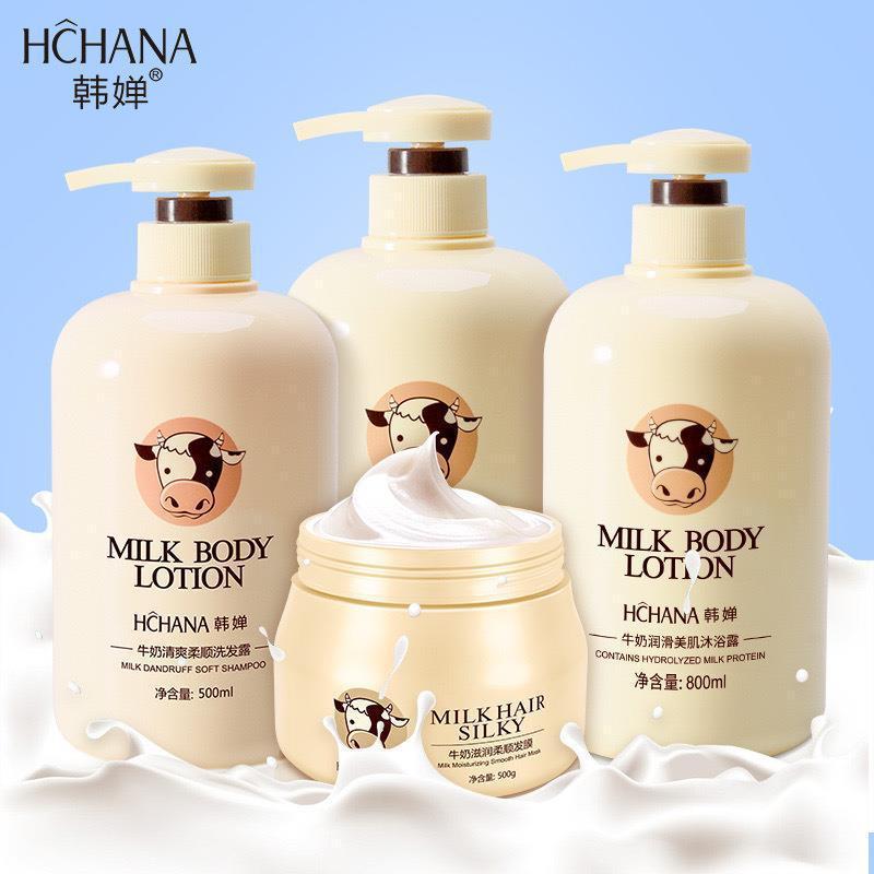 han yi milk lubrication skin care shower gel shampoo moisturizing body lotion silk smooth body care shower gel wholesale manufacturers