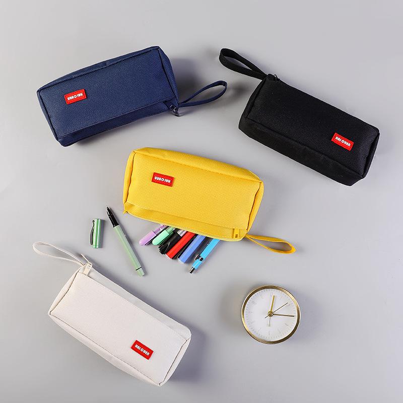 solid color square stationery pack portable personality pencil bag high school junior high school simple student stationery bag large capacity pencil case
