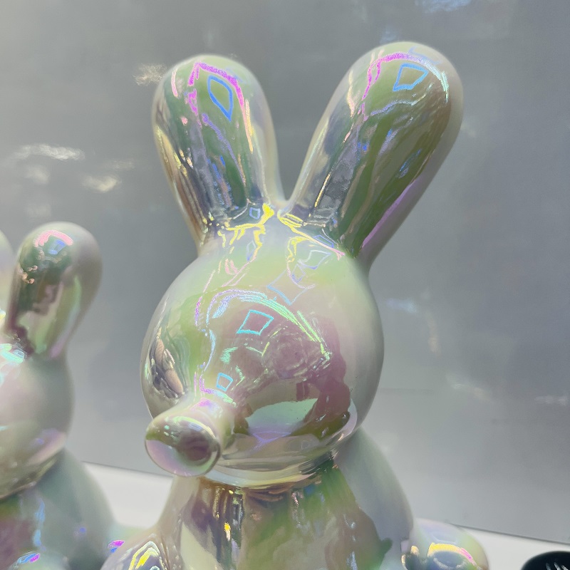 Electroplated Easter bunny ceramic ornaments, Nordic modern creative living room TV cabinet decoration, cartoon decorative ornaments, home ornaments, decorative TV cabinet ornaments, hotel traditional handicrafts Specification image