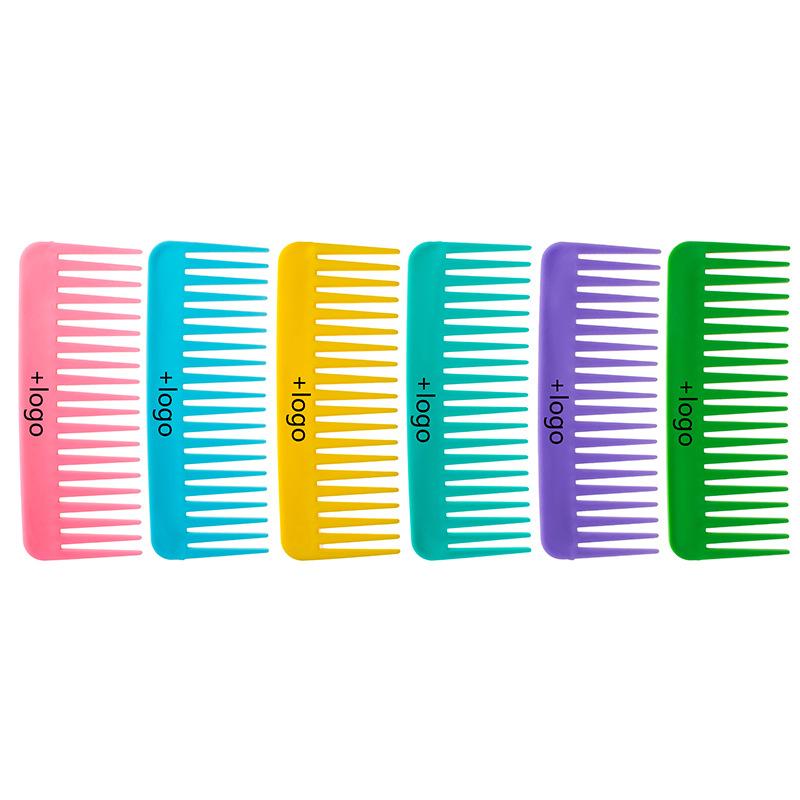cross-border hot amazon rectangular wide-tooth comb plastic comb hair massage hair tidying comb logo full figure