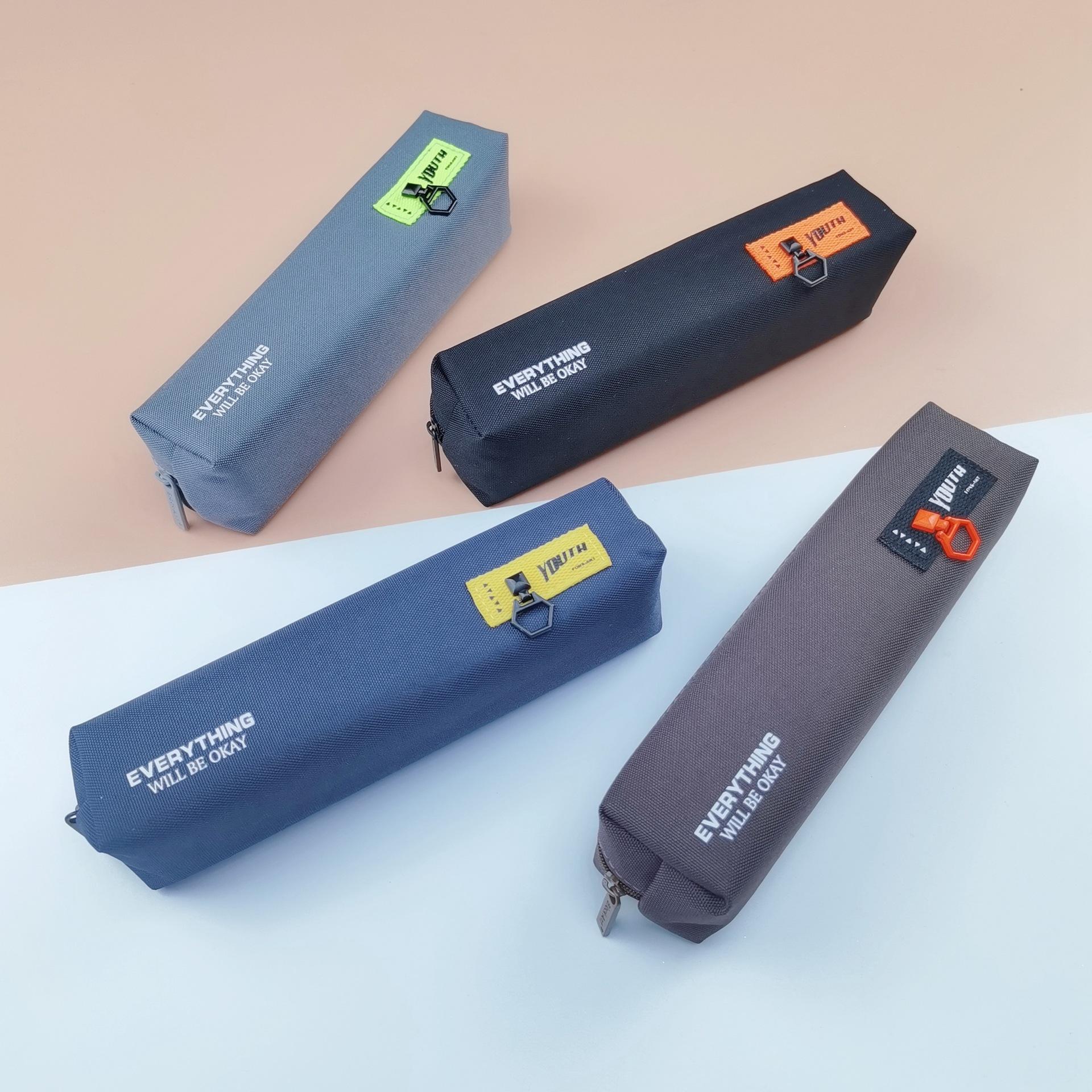 korean style small canvas pen bag simple large capacity student pencil bag japanese black middle school students stationery case
