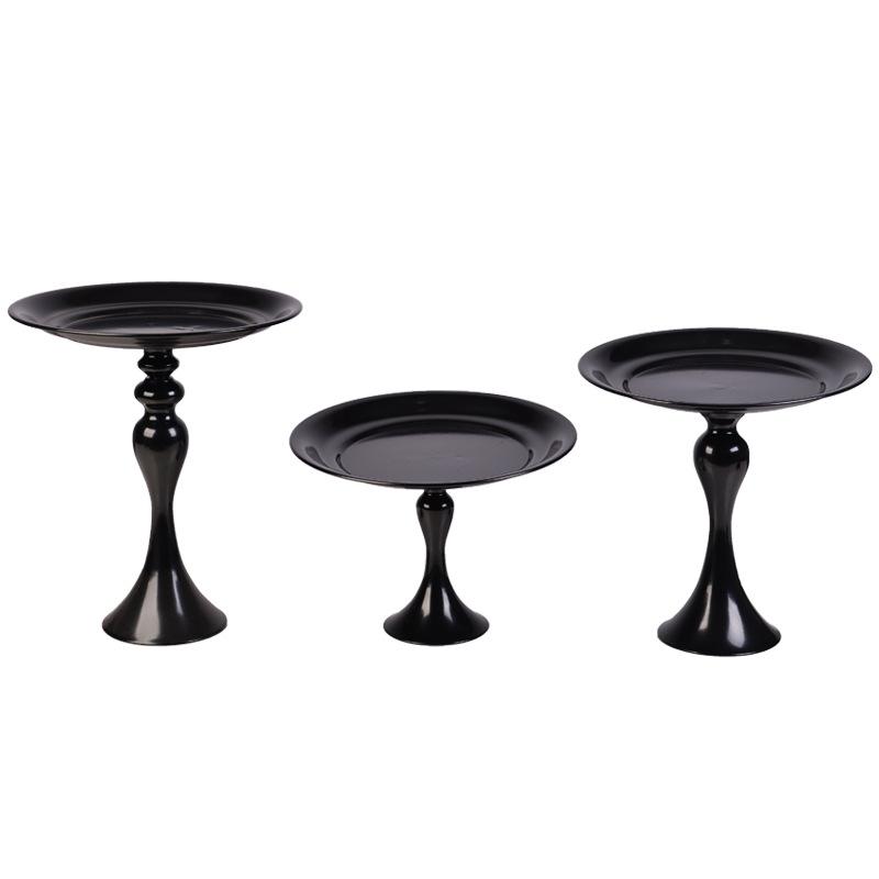 wedding candy metal black candlestick tray simple dessert goblet display stand european cake stand three-piece set