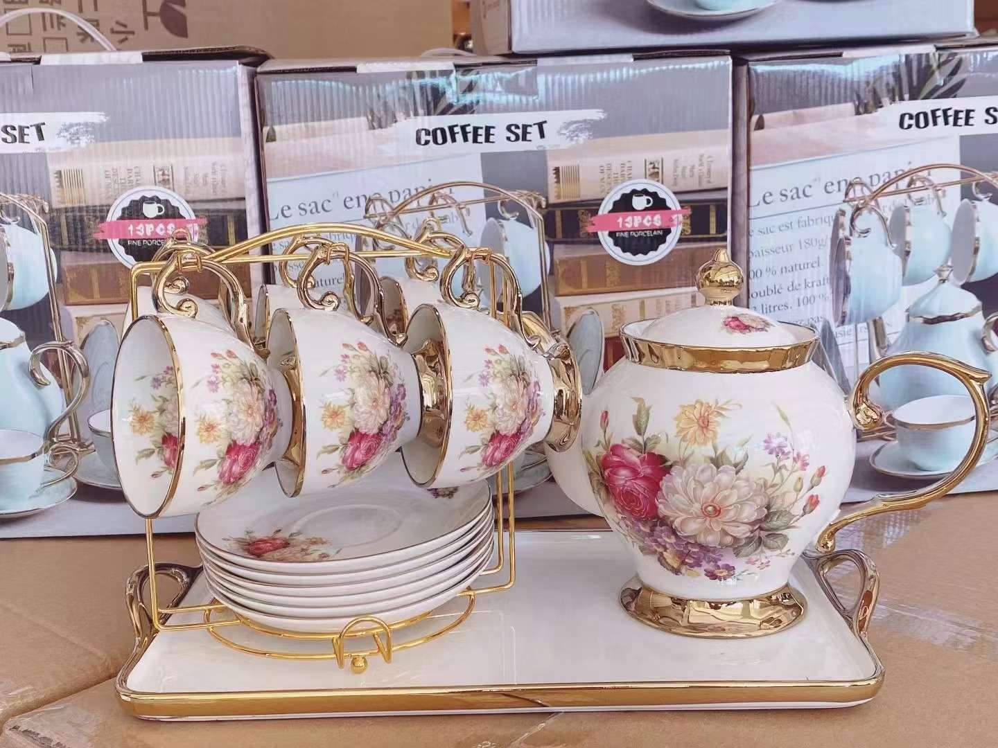 陶瓷咖啡具套装陶瓷壶陶瓷杯陶瓷茶具礼品陶瓷高温瓷咖啡杯咖啡碟陶瓷咖啡具套装陶瓷咖啡杯咖啡大壶陶瓷壶彩盒包装礼品盒详情图3