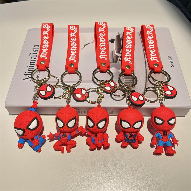 creative cartoon spider-man keychain trendy cool rock climbing spinning spider-man key chain men and women handbag pendant wholesale