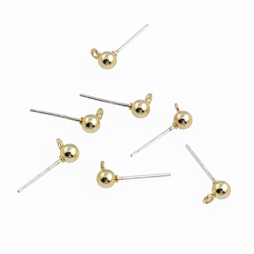Sterling Silver ear Studs Female Ear Piercing Small Gold Beads Ear Studs S925 Anti-Blocking Anti-Allergy Earrings Small Simple Ear Studs Wholesale