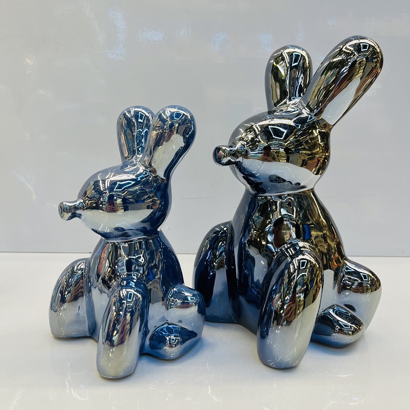 Electroplated Easter bunny ceramic ornaments, Nordic modern creative living room TV cabinet decoration, cartoon decorative ornaments, home ornaments, decorative TV cabinet ornaments, hotel traditional handicrafts Application Scenario