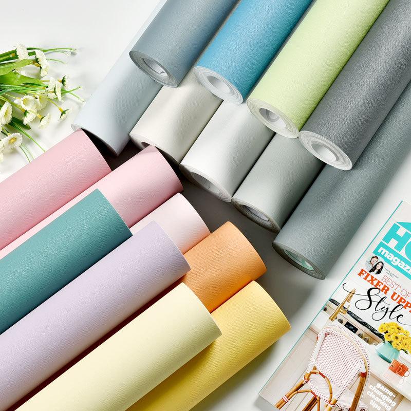 wholesale macaron wallpaper self-adhesive bedroom cozy wallpaper waterproof pvc solid color and plain dormitory bedroom wall sticker