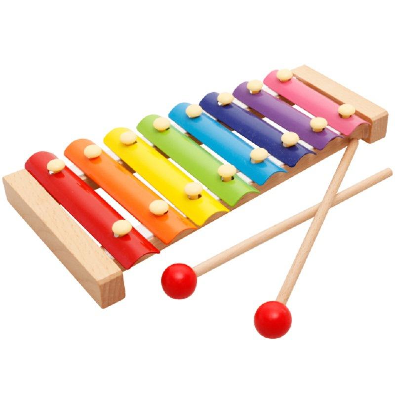 factory wooden children's educational toys orff musical instrument wooden eight 8 scale small wooden hand-knocking piano baby toys