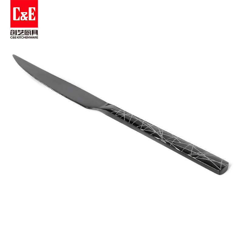 C&E Creative Tableware 6-piece Set: Stainless Steel tableware for knives, forks and spoons, steak knives, dessert spoons and forks, kitchenware, hotel and restaurant household details Picture