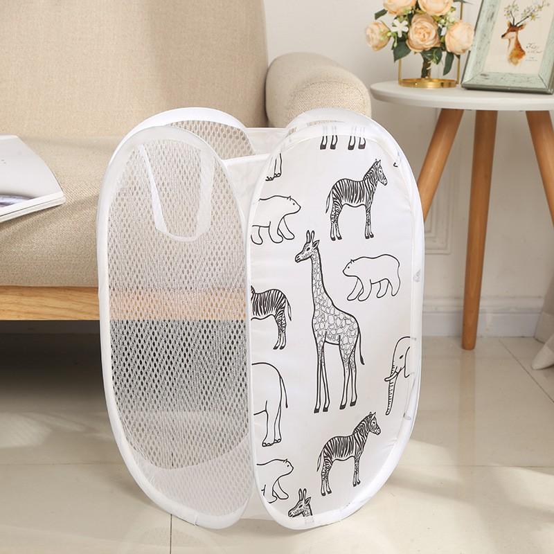 cartoon foldable laundry basket three-sided grid dirty clothes basket children's toy storage basket baby toy storage basket