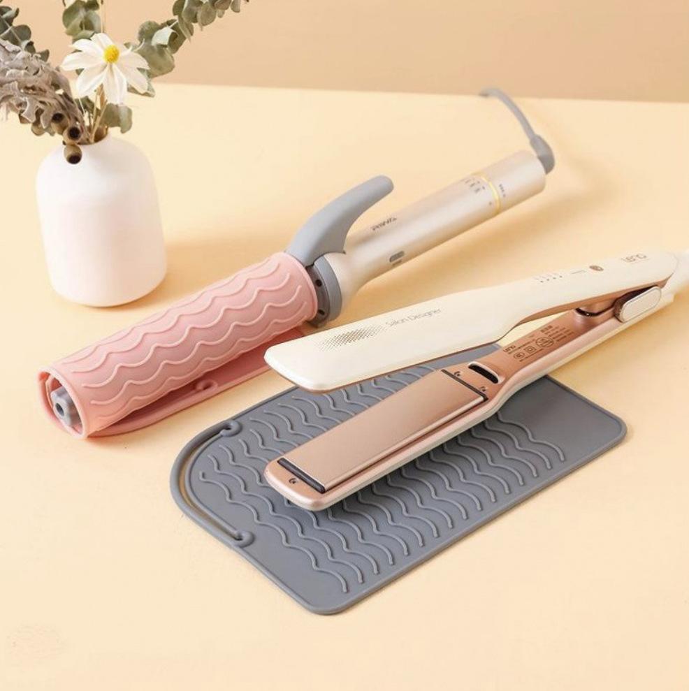 hair tools hair straightener silicone thermal insulation pad hair curler insulation sleeve for hair salon electric hair straightener non-slip scald preventing met