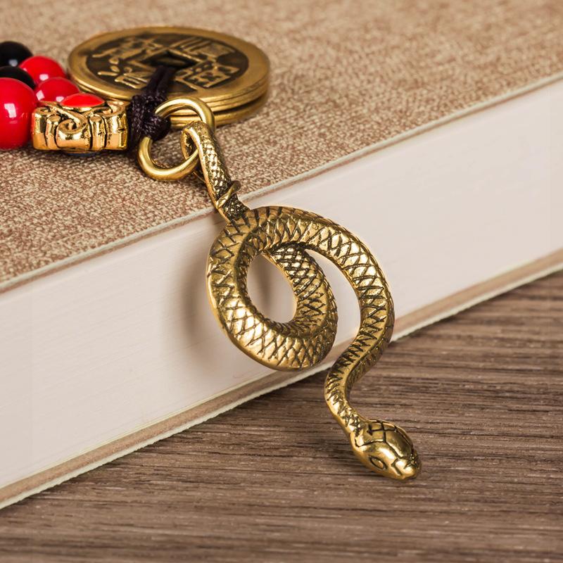 brass twelve zodiac snake brass car key ring pendant retro bags pendant motorcycle ornament key chain