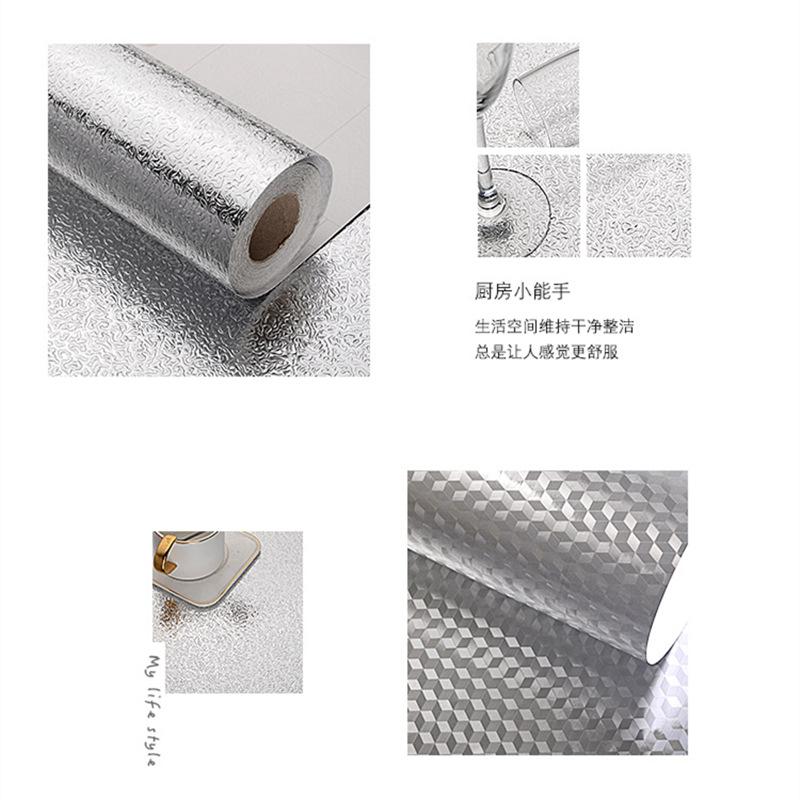kitchen greaseproof stickers high temperature resistant wall stickers waterproof moisture-proof wallpaper self-adhesive countertop cabinet tin foil three-dimensional decoration Specification drawing