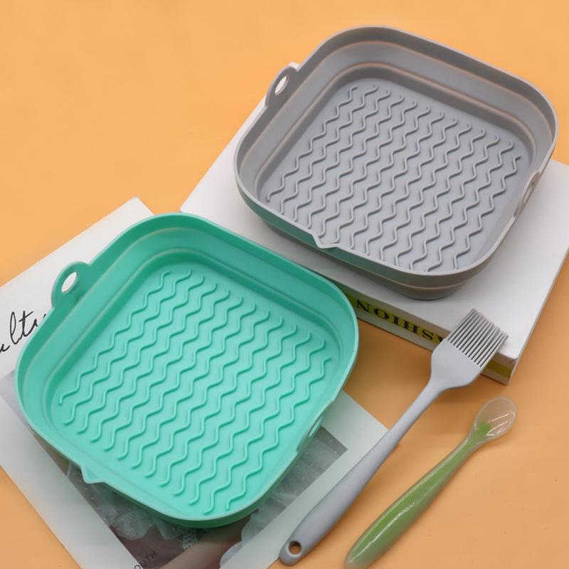 cross-border silicone air fryer potholder tray foldable silicone baking tray multifunctional air fryer silicone baking tray