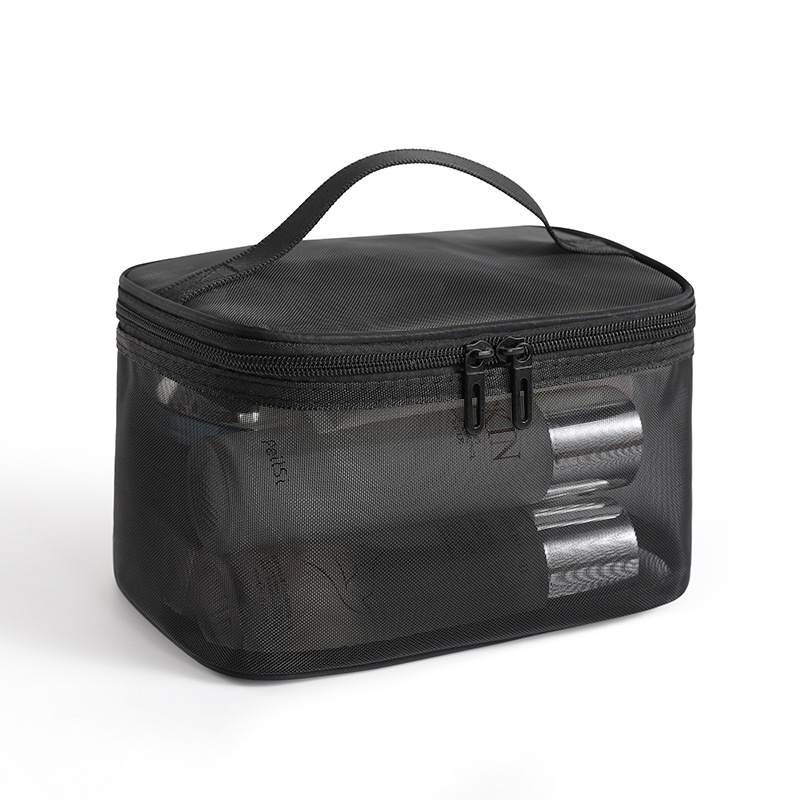 2024 New nylon mesh single and double layer makeup bag, large-capacity portable mesh toiletry bag, cosmetics storage bag detail image 15