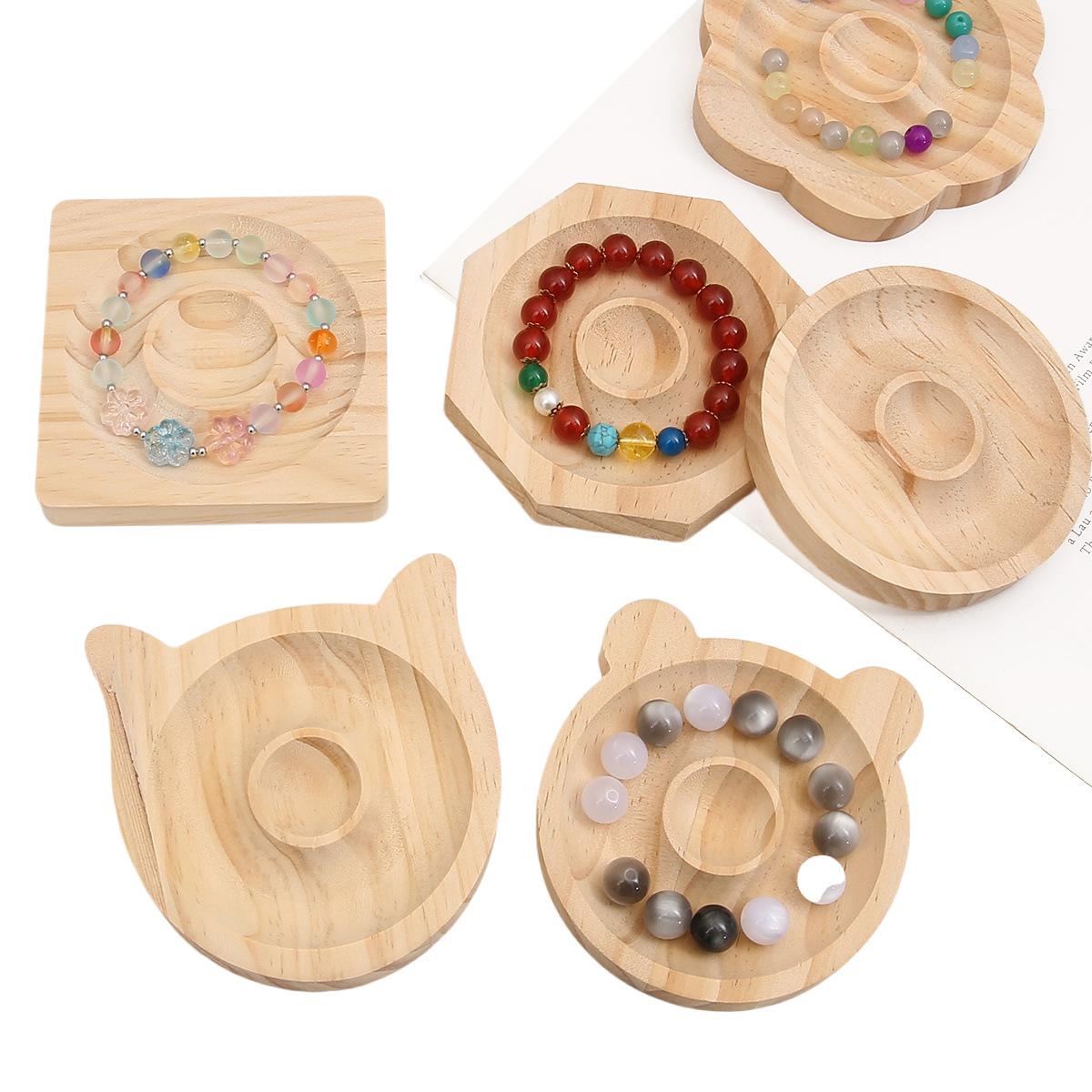 beaded solid wood props staged photography display plate pine wood color handmade storage tray diy ornament bracelet design plate