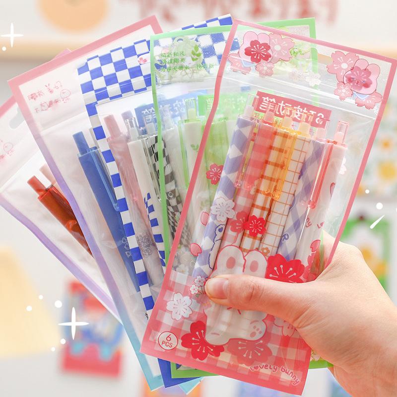 matcha party pressing pen student fresh writing signature pen bag black gel ink pen stationery st head gel pen