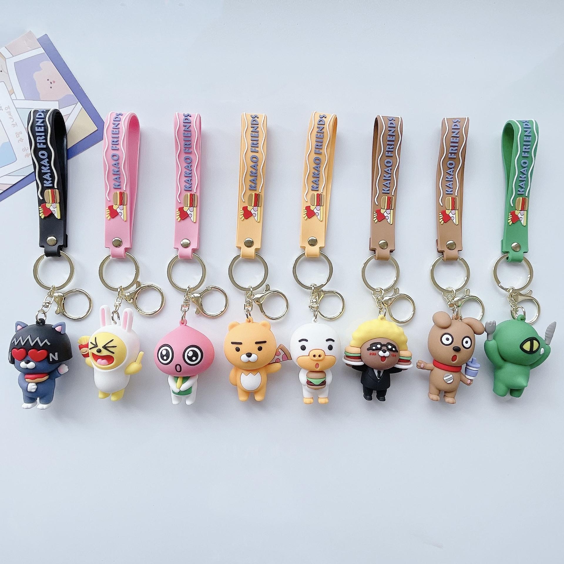 Cross-Border Hot Selling Card Key Chain Cute Fart Peach Silicone Doll Cars and Bags Key Chain Ornament Gifts Wholesale