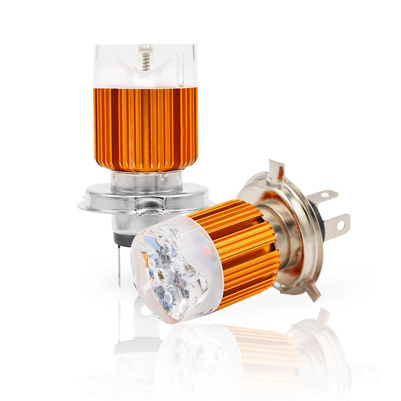 cross-border hot selling motorcycle trailer light electromobile lights 12v h4 ba20dled headlight bulb 4 lamp beads flashing light