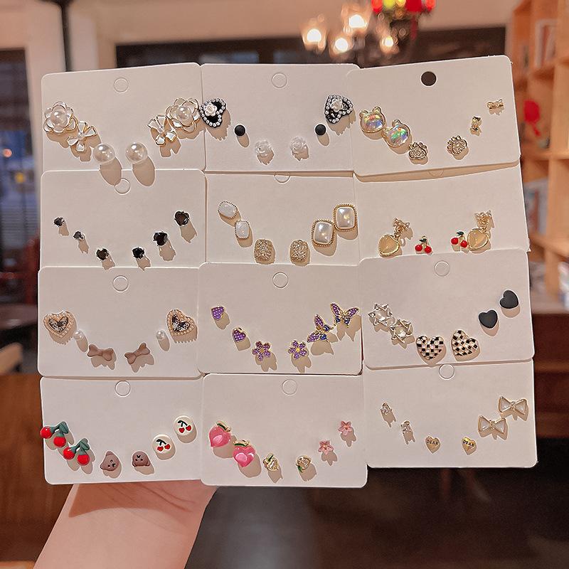 sterling silver needle minority simple ear-caring suit opal stone ear studs korean all-matching graceful pearl earrings eardrops
