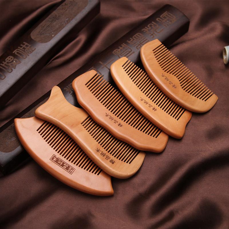 free logo medium size mahogany comb wooden comb sub anti-static wooden comb bag comb solid wooden comb sub picture opening gift wooden comb