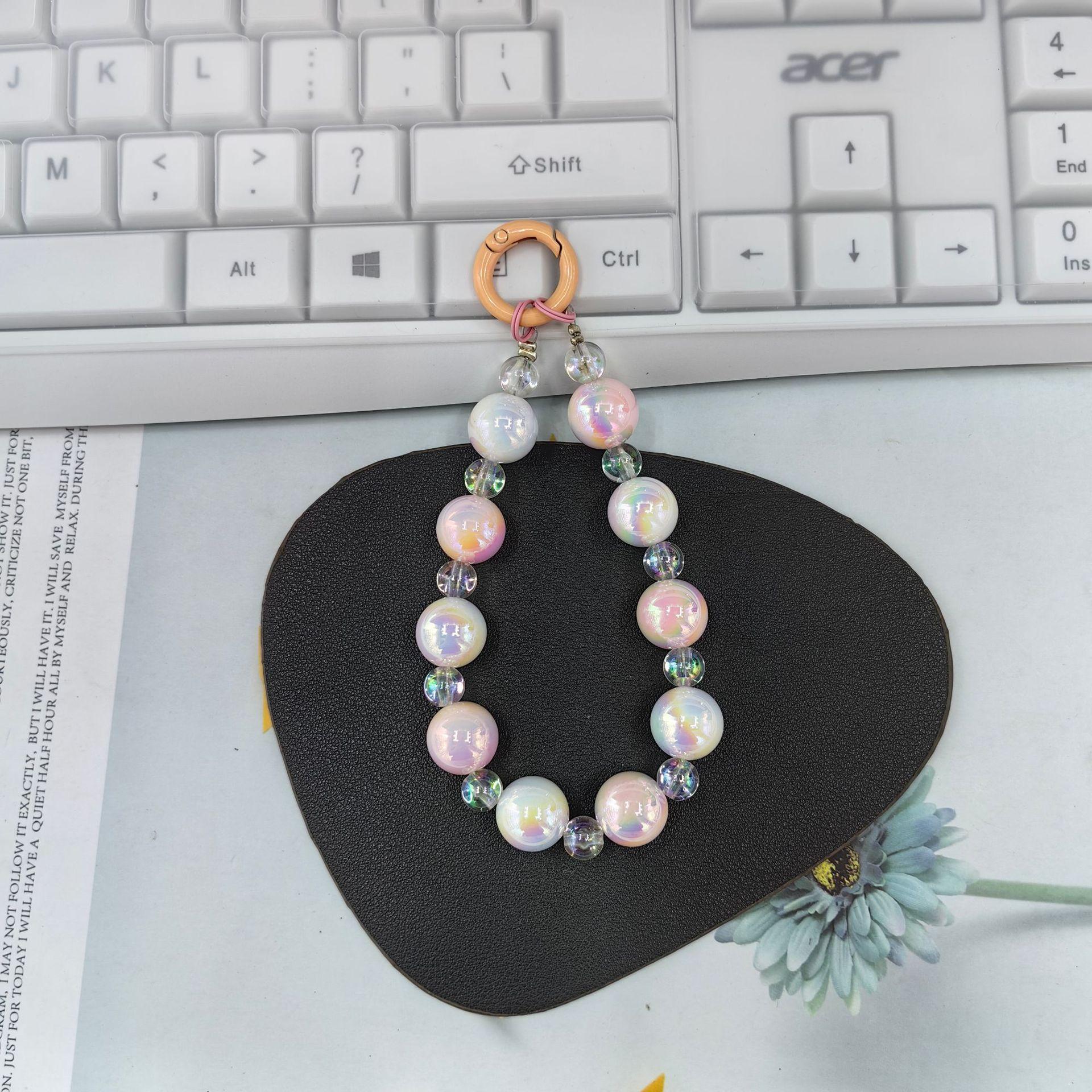 cross-border men's and women's couple key chain pendant accessories electroplated colorful handmade beaded car key chain ornament