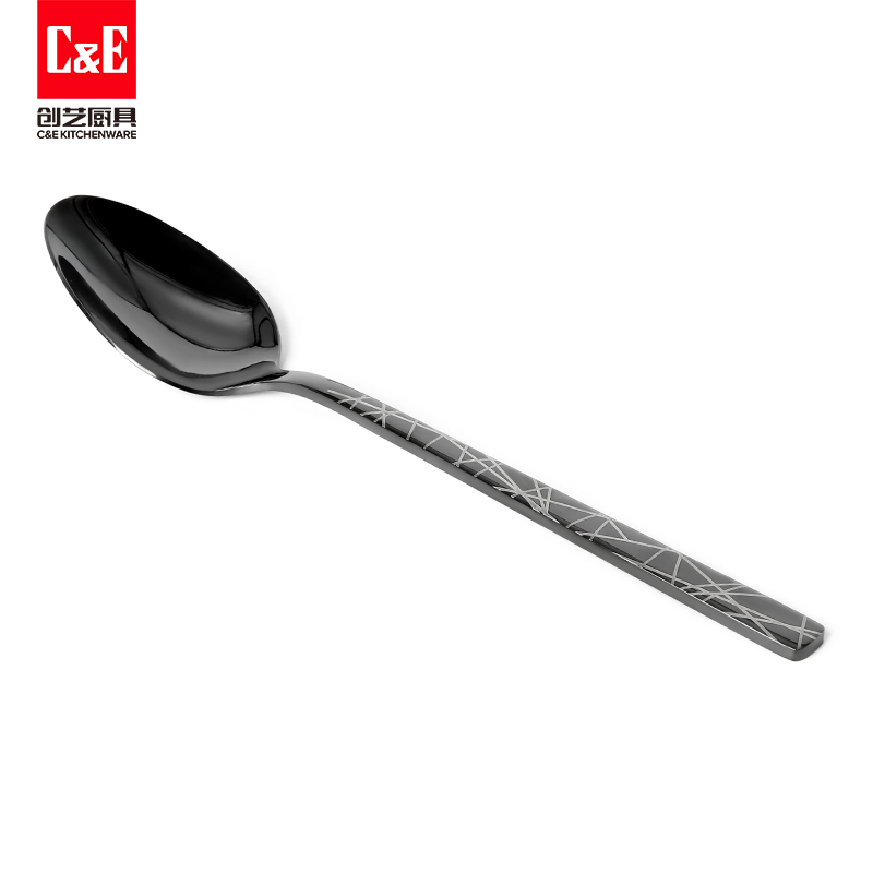 C&E Creative Tableware 6-piece Set: Stainless Steel tableware for knives, forks and spoons, steak knives, dessert spoons and forks, kitchenware, hotel and restaurant household