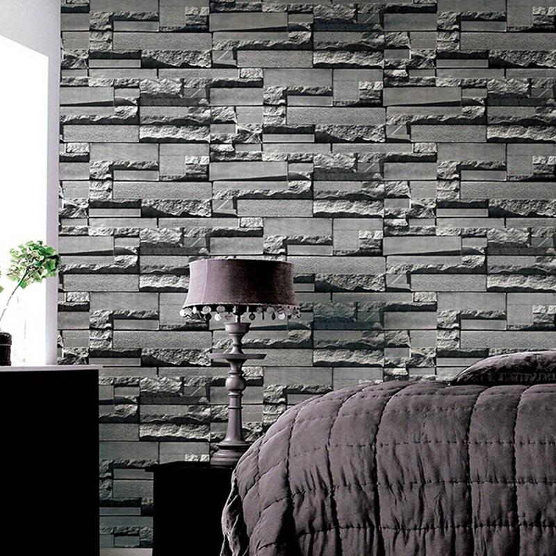 Cross-Border Retro Brick Pattern Brick Brick Wallpaper 3d Stereo Restaurant Barber Clothing Store Background Wall Gray Brick Wallpaper full figure