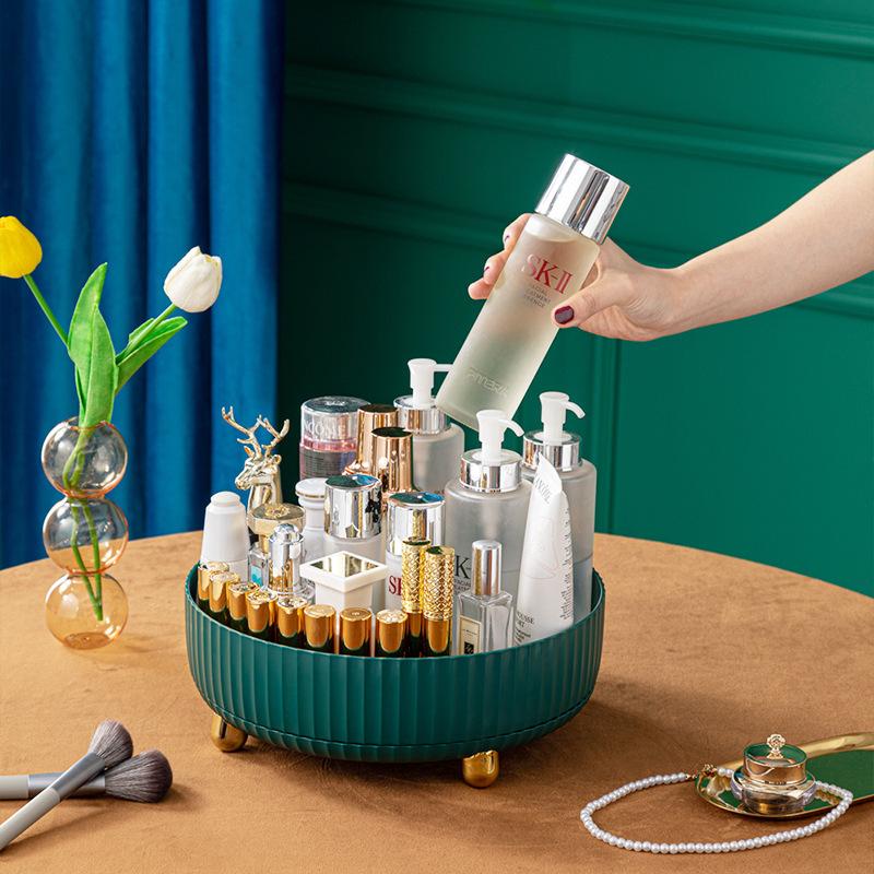 cosmetics storage box dresser rotating rack makeup brush storage tube lipstick skin care products desktop tray