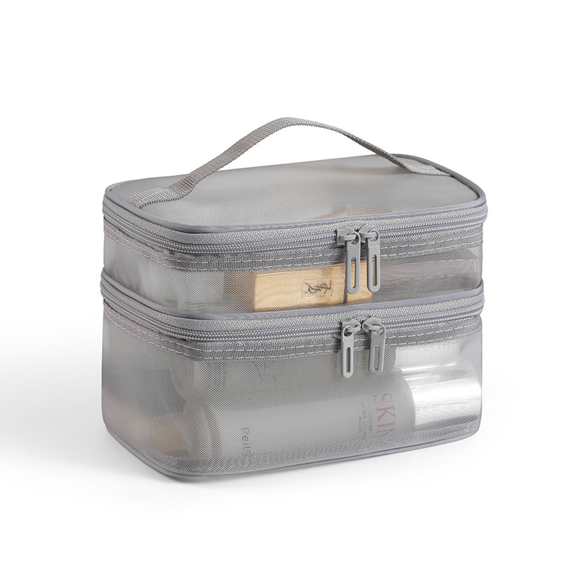 2024 New nylon mesh single and double layer makeup bag, large-capacity portable mesh toiletry bag, cosmetics storage bag Application Scenario