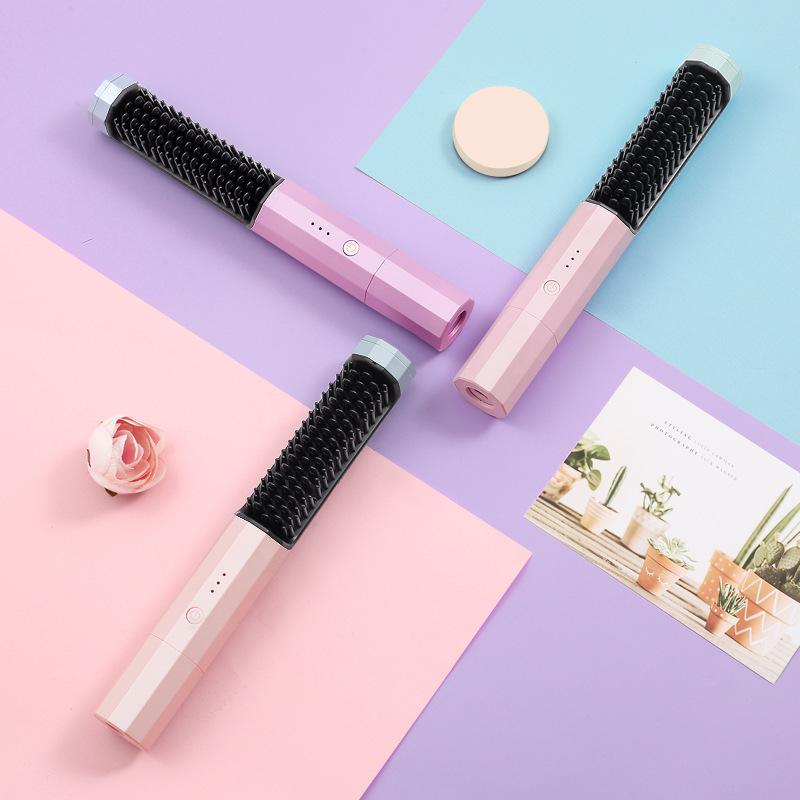 wireless straight comb usb charging hair straighteners curly hair straight dual-purpose comb straightening device travel portable curly hair