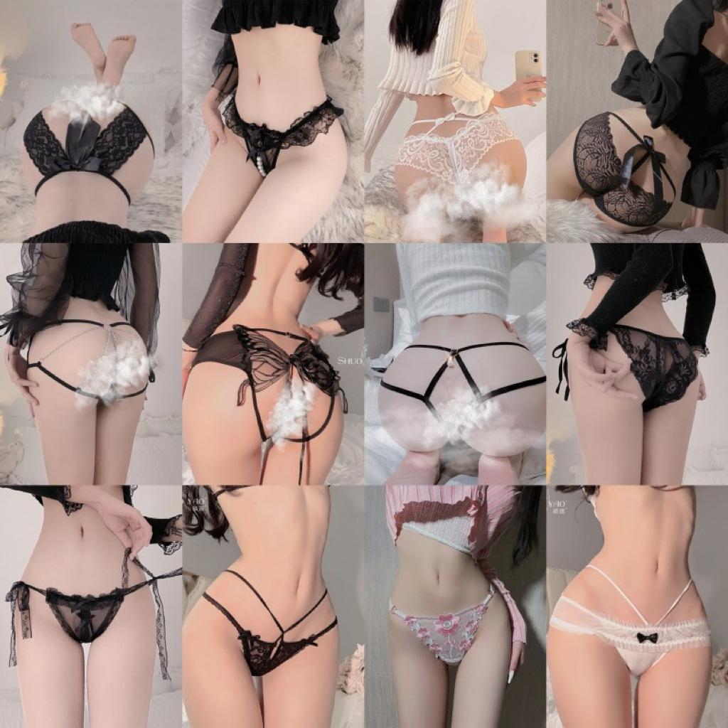 Shuoyao Sexy Lingerie Sexy Panties Open Crotch Free off Lace Seduction T-Back plus Size T-Shaped Panties One Piece Dropshipping