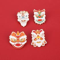 retro chinese style new alloy ornament exquisite design cartoon lion dance lion's head modeling enamel brooch clothing