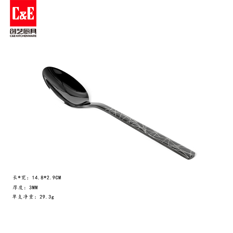 C&E Creative Tableware 6-piece Set: Stainless Steel tableware for knives, forks and spoons, steak knives, dessert spoons and forks, kitchenware, hotel and restaurant household pic 6