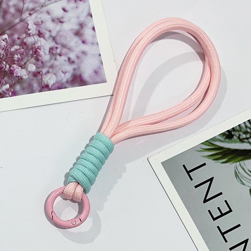 mobile phone lanyard short color stitching knotted woven lanyard plush key chain woven lanyard anti-lost hang rope 15cm Application Scenario